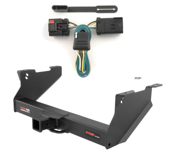 2003 - 2008 Dodge Ram 1500 With or without factory receiver (built in or after 11/02) Curt 2-1/2", Class 5 Trailer Tow Hitch + 4-flat Wiring Kit 15809-1 - CURT