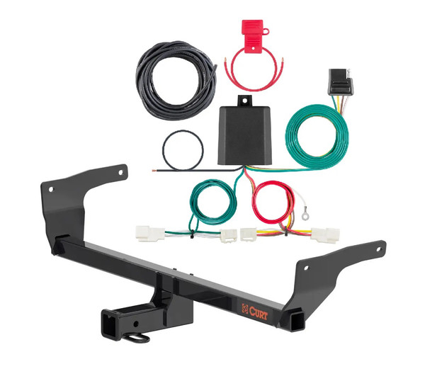 2019 - 2025 Toyota RAV4 Curt 2", Class 3 Trailer Tow Hitch + 4-flat Wiring Kit 13615 - CURT