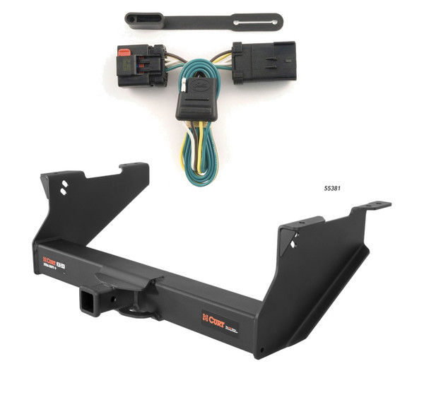 2003 - 2008 Dodge Ram 1500 With or without factory receiver (built in or after 11/02) Curt 2", Class 5 Trailer Tow Hitch + 4-flat Wiring Kit 15409 - CURT