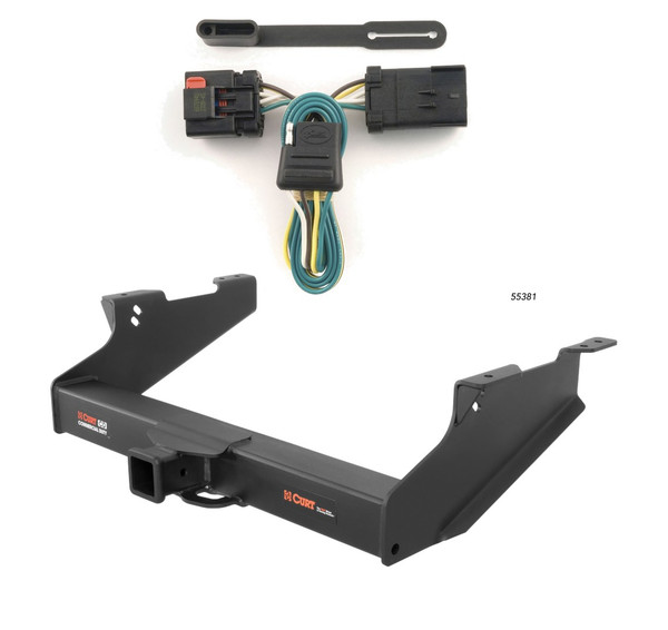 2003 - 2010 Dodge Ram 2500 Excluding factory receiver Curt 2-1/2", Class 5 Trailer Tow Hitch + 4-flat Wiring Kit 15704 - CURT