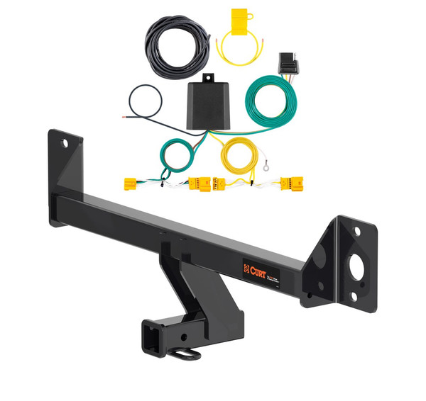 2021 - 2022 Mercedes-Benz GLC300 Excluding factory receiver Curt 2", Class 3 Trailer Tow Hitch + 4-flat Wiring Kit 13477 - CURT