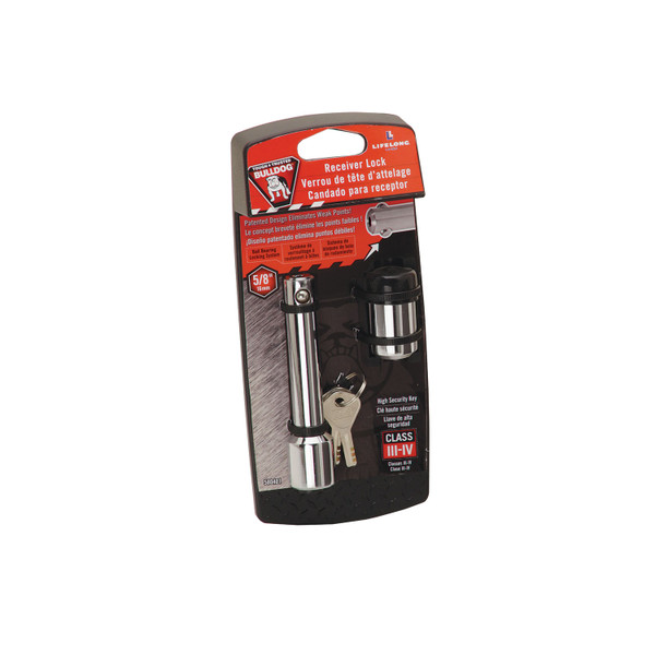 Draw-tite Trailer Hitch Lock, Fits 2 in. Receiver, 5/8 in. Pin Diameter, Dogbone Style, Chrome - Draw-tite