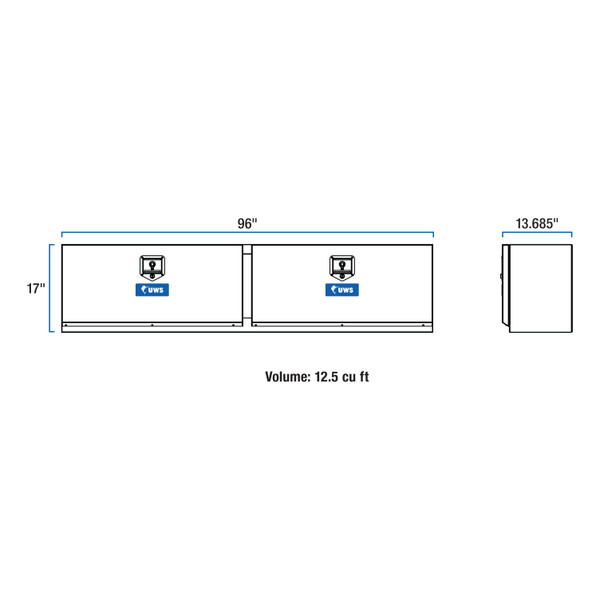 UWS Bright Aluminum 96" Double-Door Topside Truck Tool Box TBTS-96
