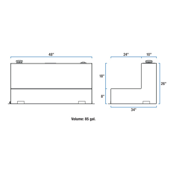 UWS Matte Black 85-Gallon L-Shape Steel Transfer Tank ST-85-L-MB