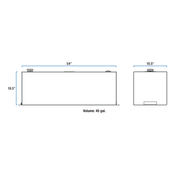 UWS 45-Gallon Rectangle Bright Aluminum Transfer Tank TT-45-R-T-P