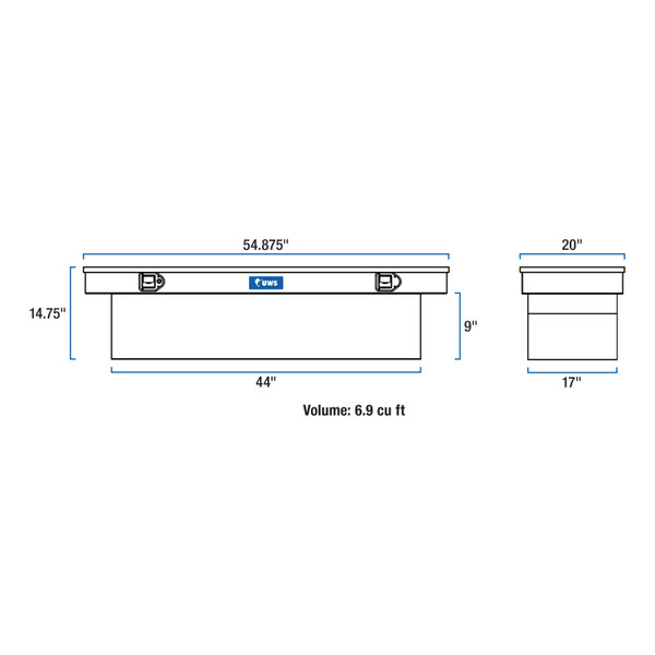 UWS Bright Aluminum 54" Crossover Truck Tool Box (Heavy Packaging) EC10081