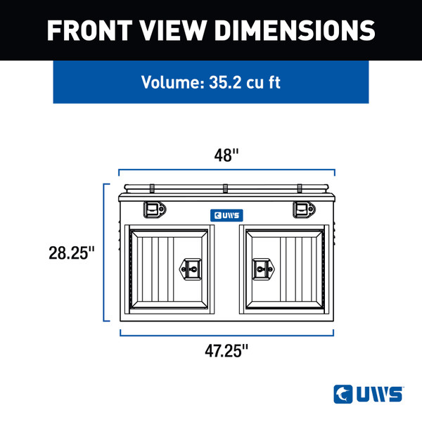 UWS Bright Aluminum 48" x 48" Double-Door Dog Box with Full Enclosure & Storage DB-4848N