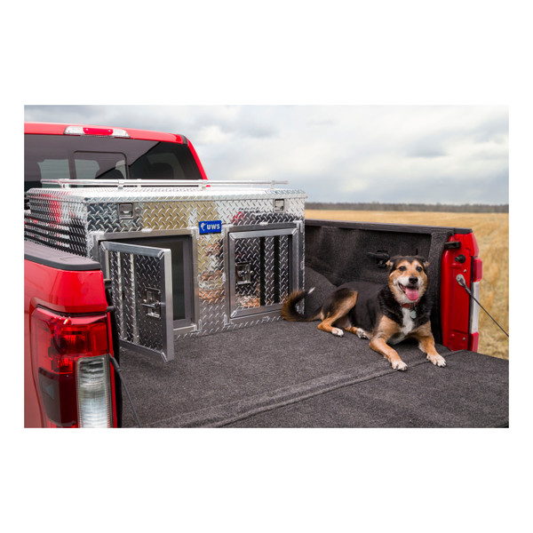 UWS Bright Aluminum 48" x 48" Double-Door Dog Box with Full Enclosure & Storage DB-4848N