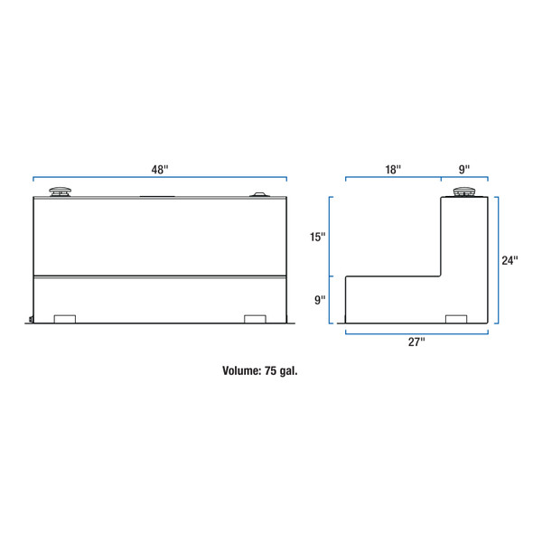 UWS White 75-Gallon L-Shape Steel Transfer Tank ST-75-L-W