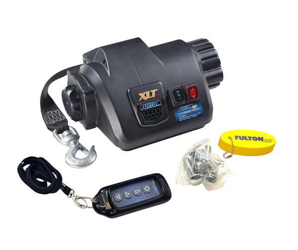 Fulton XLT 7,000 lb Marine Electric Trailer Winch – Wireless Remote, 15' Strap | Boat Winch for 20' Vessels - Fulton