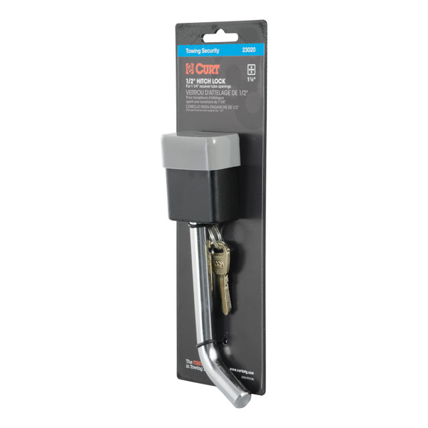 CURT 1/2" Hitch Lock (1-1/4" Receiver, Deadbolt, Chrome) Trailer Hitch Lock