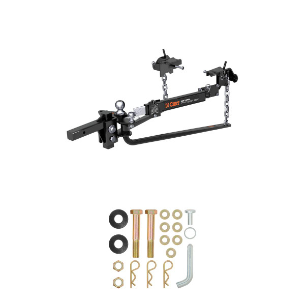 CURT (8-10K) Round Bar Weight Distribution Hitch with Lubrication, Sway Control - CURT