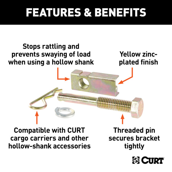 CURT Anti-Rattle Hitch Pin and Shim (Fits 1-1/4" Receiver with 1/2" Hole) Trailer Hitch