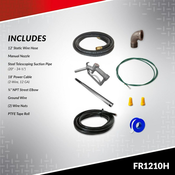 Fill-Rite Liquid Transfer Tank Pump; Diesel/ Gasoline/ Kerosene/ E15 And Biodiesel Up To B20; Electric; 12 Volt DC; 15 GPM; 1/4 HP Motor; 12' Hose