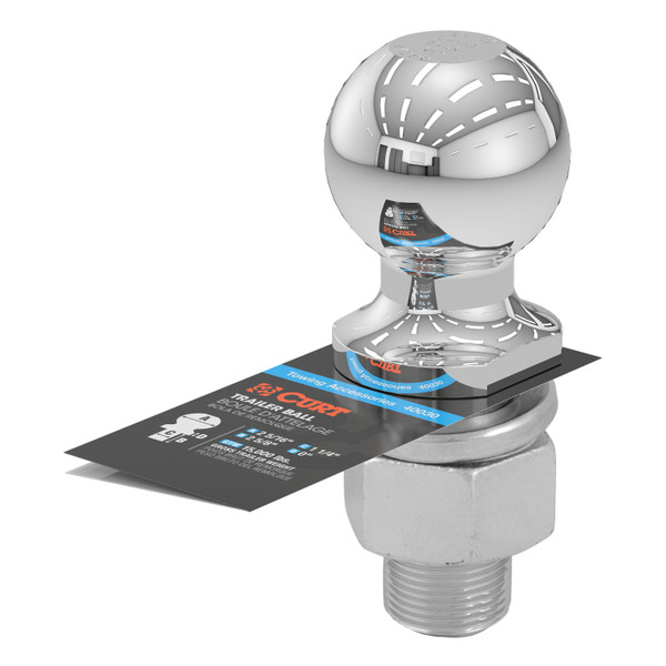 CURT 2-5/16" Trailer Ball (1-1/4" x 2-5/8" Shank, 15,000 lbs., Chrome) Trailer Hitch Ball