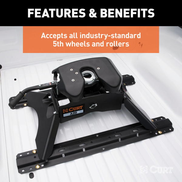 CURT Universal 5th Wheel Base Rails, 25K (Carbide Black) Truck Bed Side Rail
