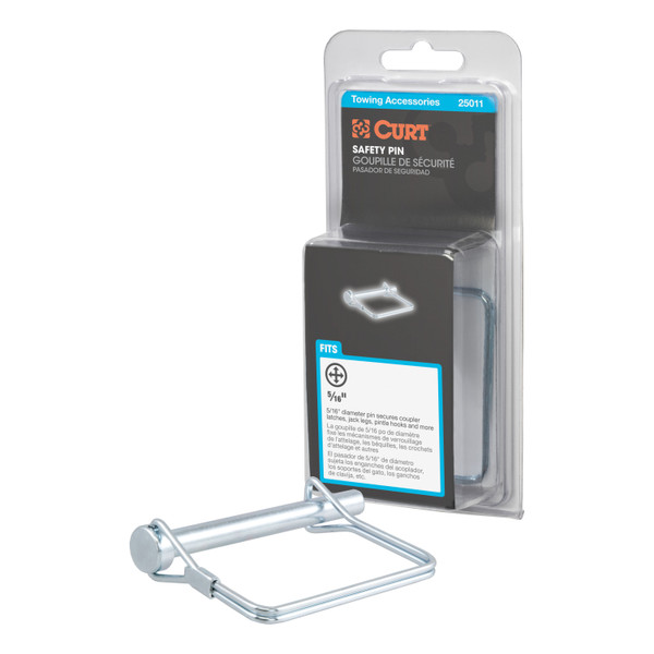 CURT 5/16" Safety Pin (3" Pin Length, Packaged) Trailer Hitch Lock - CURT
