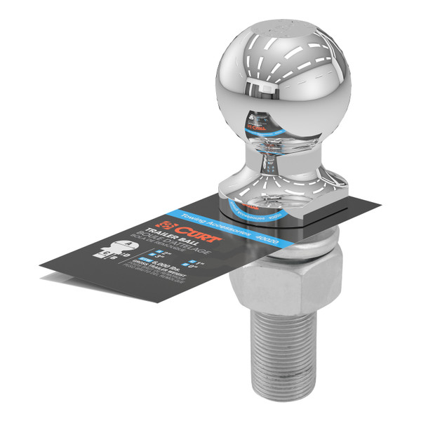 CURT 2" Trailer Ball (1" x 3" Shank, 6,000 lbs., Chrome) Trailer Hitch Ball