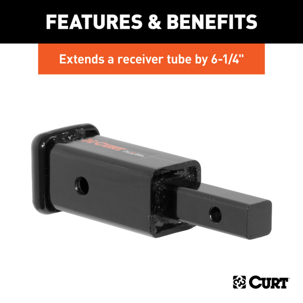 CURT Receiver Tube Adapter (1-1/4" to 2" Shank, Not for Towing Use, 6-1/4" Length) Trailer Hitch Receiver Tube Adapter