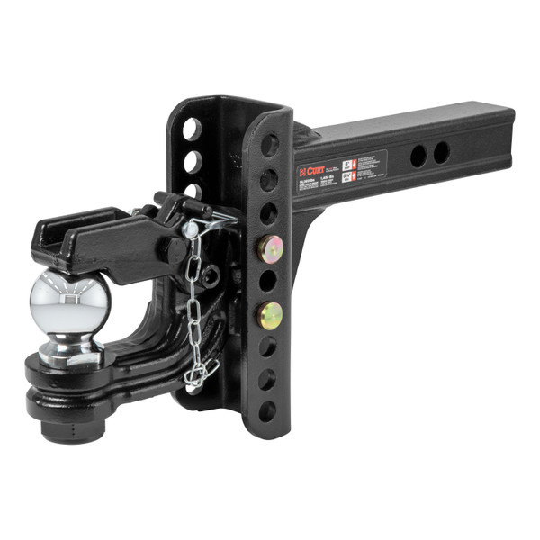 CURT Adjustable Channel Mount with 2-5/16" Ball & Pintle (2" Shank, 13,000 lbs.) Trailer Hitch Pintle Hook Mount - CURT