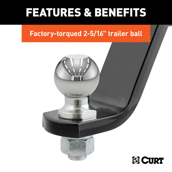 CURT Loaded Ball Mount with 2-5/16" Ball (2" Shank, 7,500 lbss., 6" Drop) Trailer Hitch Ball Mount