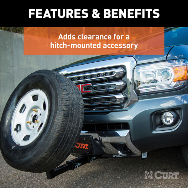 CURT 8" Receiver Tube Extender (2" Solid Shank, 3,500 lbs.) Trailer Hitch Receiver Tube Adapter