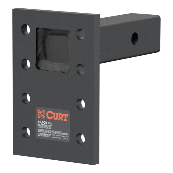CURT Adjustable Pintle Mount (2" Shank, 10,000 lbs., 7" High, 6" Long) Trailer Hitch Pintle Hook Mount - CURT