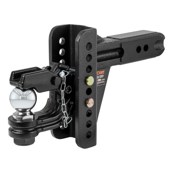 CURT Adjustable Channel Mount with 2-5/16" Ball & Pintle (2-1/2" Shank, 20,000 lbs.) Trailer Hitch Pintle Hook Mount - CURT