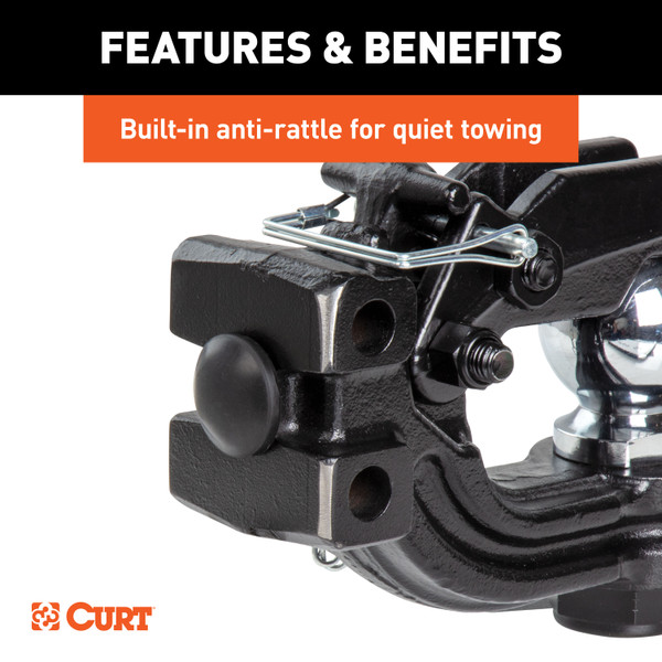CURT Adjustable Channel Mount with 2-5/16" Ball & Pintle (2-1/2" Shank, 20,000 lbs.) Trailer Hitch Pintle Hook Mount