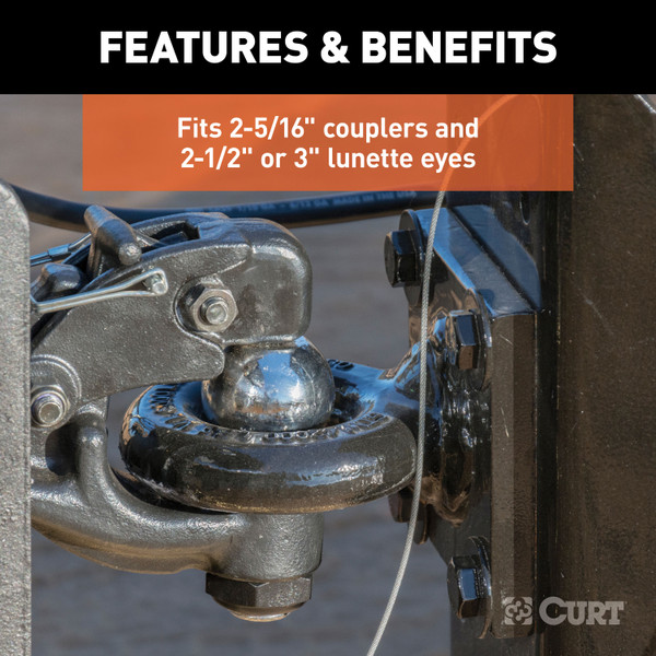 CURT Adjustable Channel Mount with 2-5/16" Ball & Pintle (2-1/2" Shank, 20,000 lbs.) Trailer Hitch Pintle Hook Mount