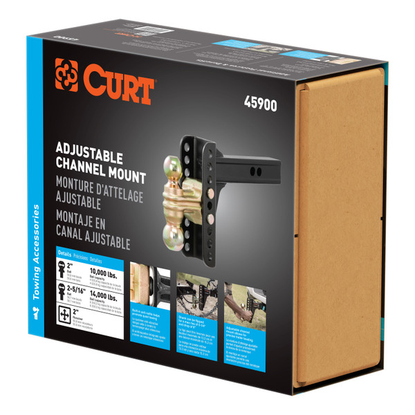 CURT Adjustable Channel Mount with Dual Ball (2" Shank, 14,000 lbss., 6" Drop) Trailer Hitch Ball Mount