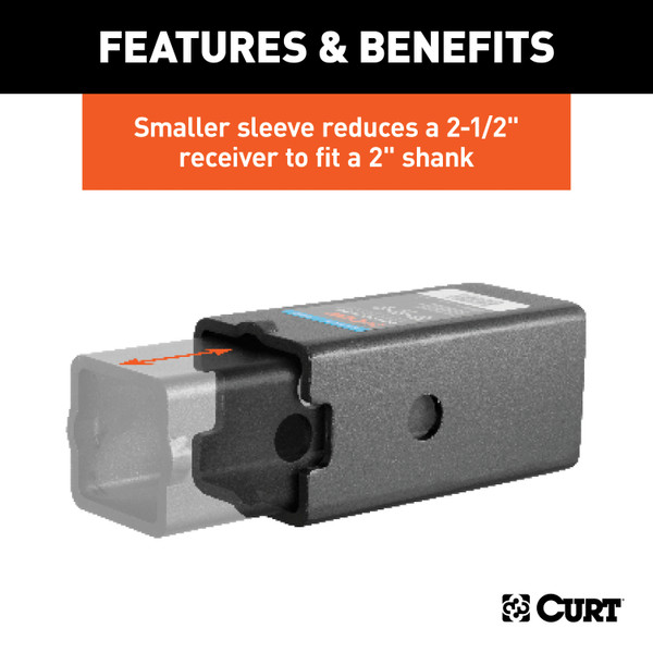 CURT Reducer Sleeve Set (3" to 2-1/2" to 2" Shanks, 2 Pieces) Trailer Hitch Receiver Tube Adapter