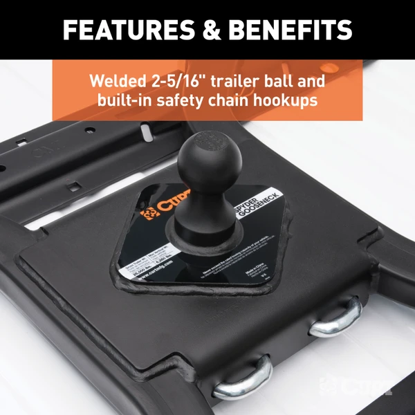 CURT Spyder 5th Wheel Rail Gooseneck Hitch with 2-5/16" Ball, 25K Gooseneck Trailer Hitch
