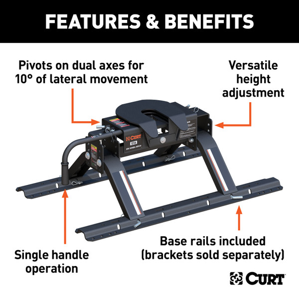 CURT 16K, E16 5th Wheel Hitch with Rails