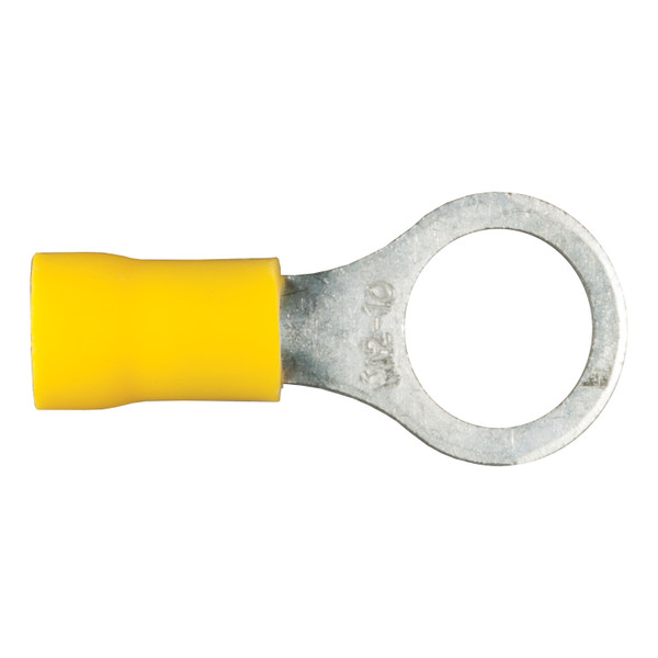 CURT 59538 12-10 Gauge Yellow Vinyl-Insulated Ring Terminal Wire Connectors, 3/8-Inch Stud, 100-Pack - CURT