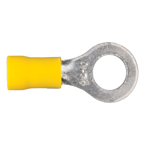 CURT 59556 12-10 Gauge Yellow Vinyl-Insulated Ring Terminal Wire Connectors, 5/16-Inch Stud, 100-Pack - CURT