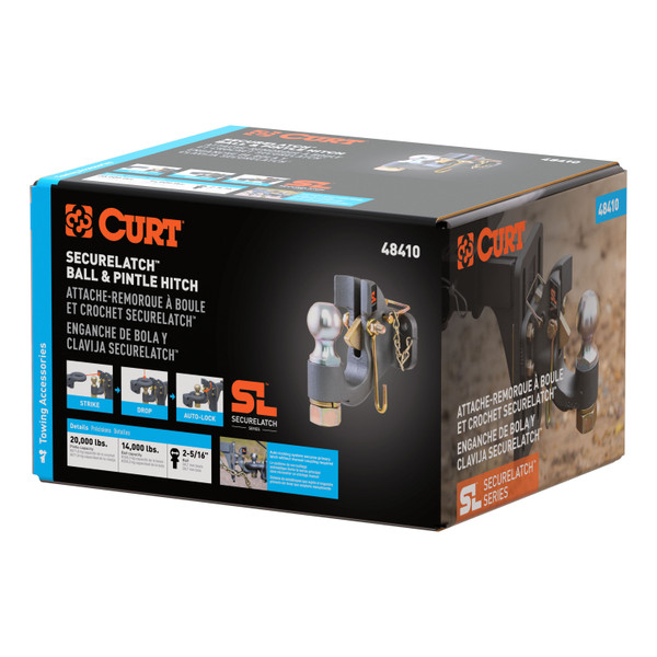 CURT SecureLatch Ball & Pintle Hitch (2-5/16" Ball, 20,000 lbs.) Trailer Hitch Pintle Hook Mount