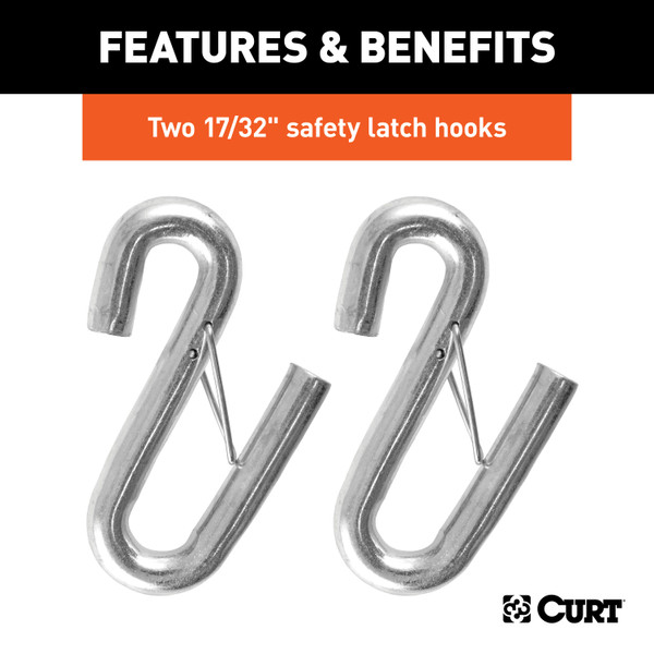 CURT 44" Safety Cables with 2 Snap Hooks (7,500 lbs, Vinyl-Coated, 2-Pack) Trailer Hitch