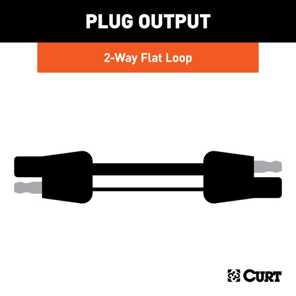 CURT 2-Way Flat Connector Plug & Socket with 12" Wires Trailer Connector Kit