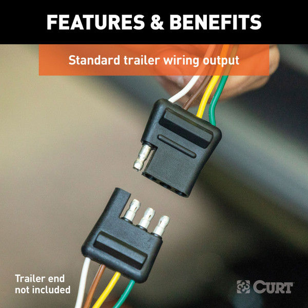 CURT Custom Wiring Harness, 4-Way Flat Output, Select Jeep Compass Trailer Connector Kit