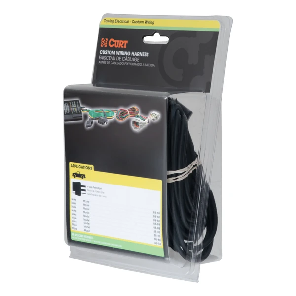 CURT Custom Wiring Harness, 4-Way Flat Output, Select Jeep Compass Trailer Connector Kit
