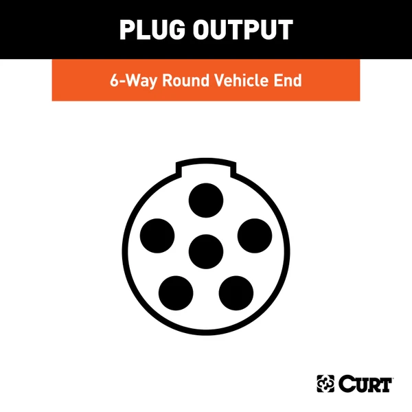 CURT 6-Way Round Connector Socket (Vehicle Side, Diecast Metal) Trailer Connector Kit