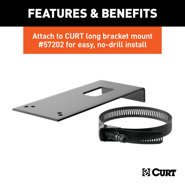 CURT Connector Mounting Bracket for 7-Way RV Blade (Black, Packaged) Trailer Wire Connector Mounting Bracket