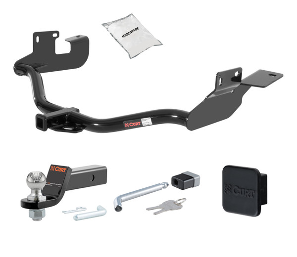 05 - 06 Mazda Tribute Without factory 1-1/4" receiver hitch 1.25in. CURT Trailer Hitch + Ball Mount + Cover + Lock Kit by CURT HWA1824 - CURT