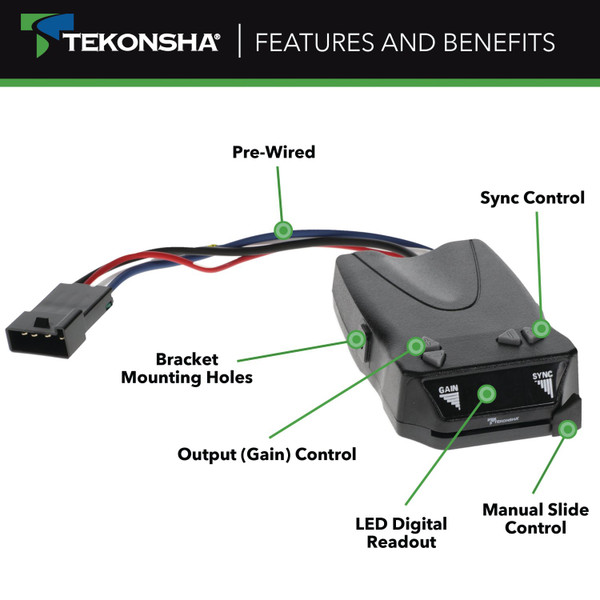 2003-2008 Ford E-450 Econoline Super Duty Tekonsha Brakeman IV Time Delay Brake Controller for Trailers with 1 to 4 Axles Black 8507120
