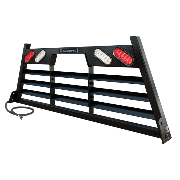 Ranch Hand HRLWL200 Legend Black Steel Louvered Truck Headache Rack with LED Lights - Ranch Hand