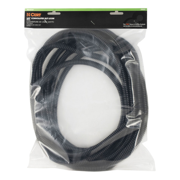 CURT 59825 3/8-Inch x 25-Foot Black Plastic Automotive Trailer Wire Protection Sleeve Wrap - CURT