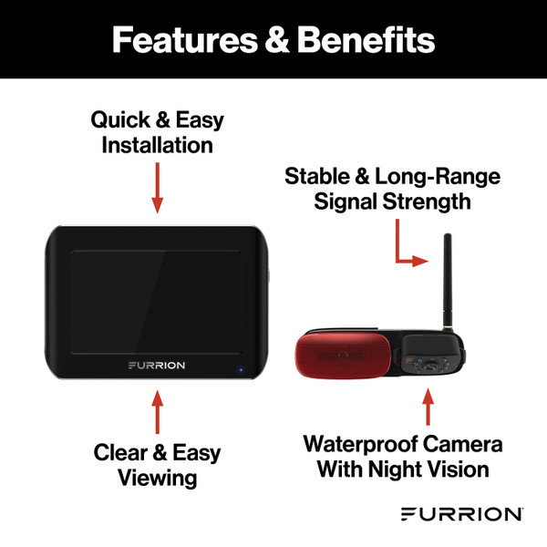 Furrion Vision S RV Backup Camera System with 5" Monitor - Rear Camera & LED Marker Light #FOS05TASM