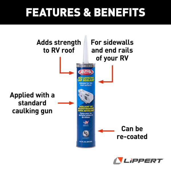 Alpha Systems 1021 Low VOC Self-Leveling Lap Sealant, Beige (10.3 Oz. Tube)