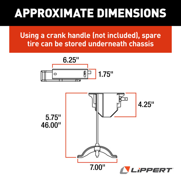 Lippert Replacement Spare Tire Winch with Offset Cable #159056